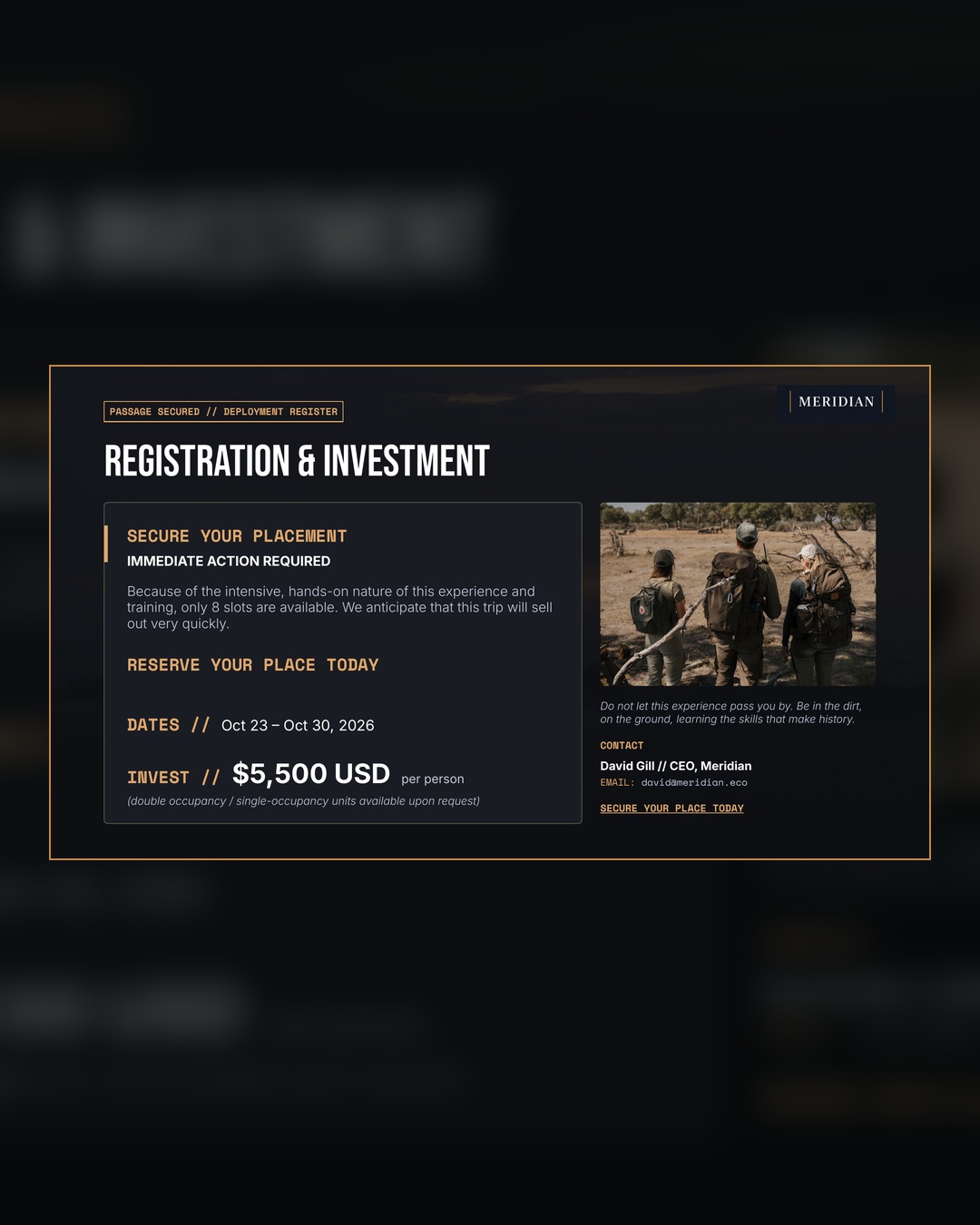 Registration and investment details